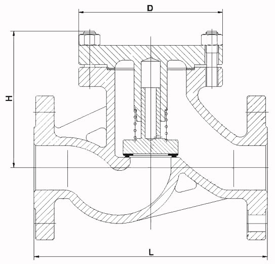 H41H、H41Y升降式止(zhǐ)回閥内部(bù)結構示意(yì)圖