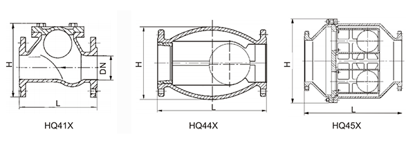 無磨損球(qiu)形止回閥(fá)結構示意(yì)圖