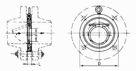 對夾圓片式(shi)止回閥結構示意(yi)圖