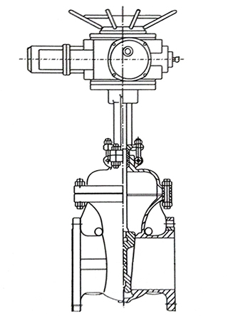 齒輪(lun)閘閥結構(gou)示意圖
