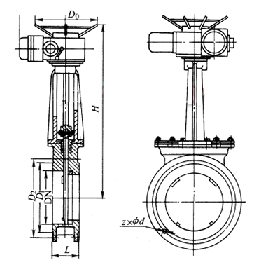 電動(dong)刀閘閥結(jie)構示意圖(tu)