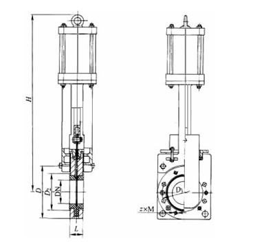 氣動(dong)刀閘閥結構圖